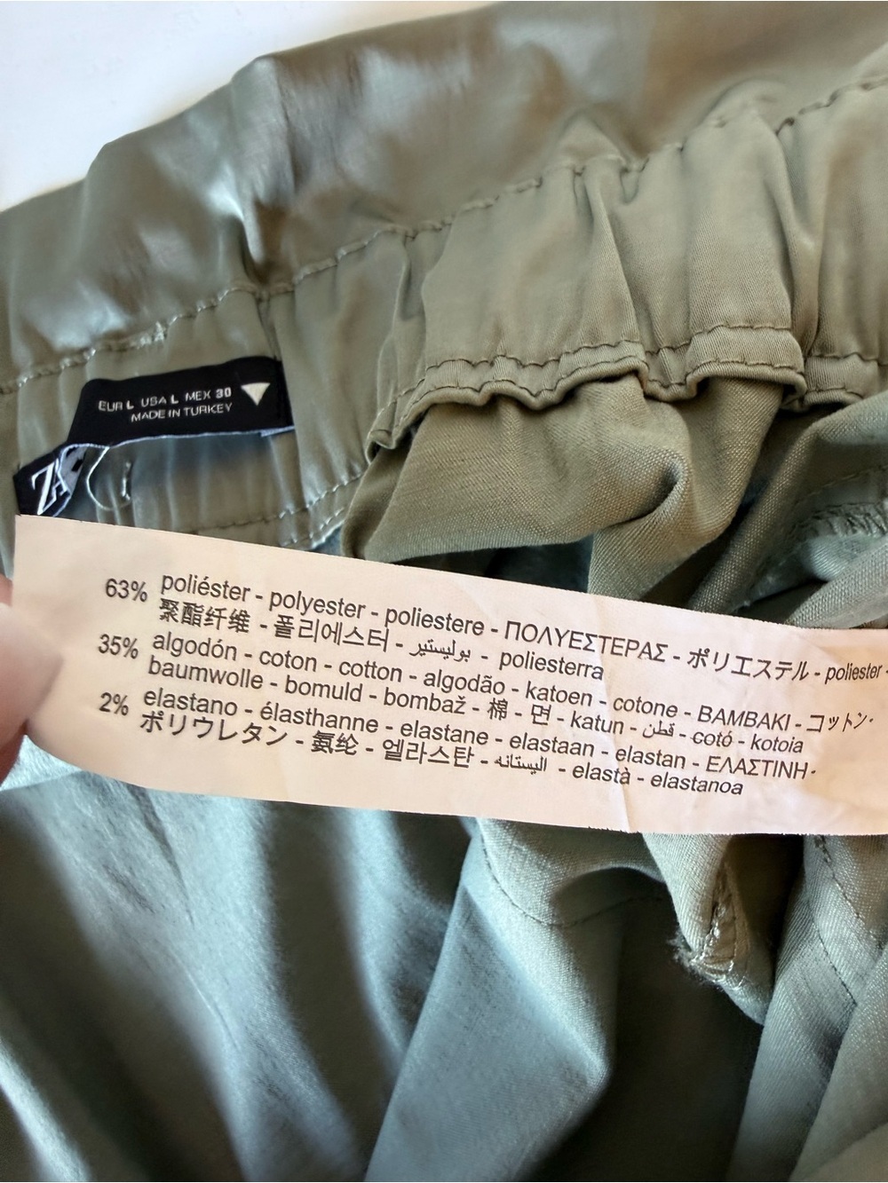 Zara High-Waist Paperbag Cargo Shorts Green Tailored Closet Staple size Large - Picture 8 of 11